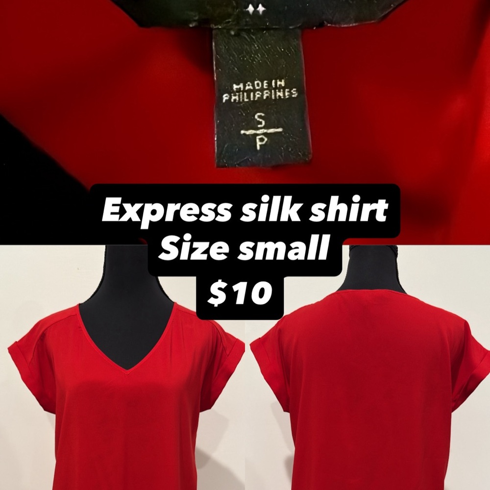 Express Vibrant Red Silk Blouse